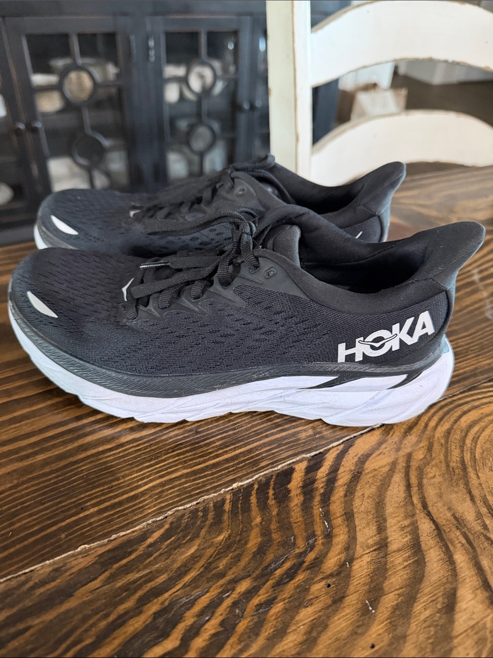 Hoka Black and White Women's Running Shoes - Cushioned Trainer